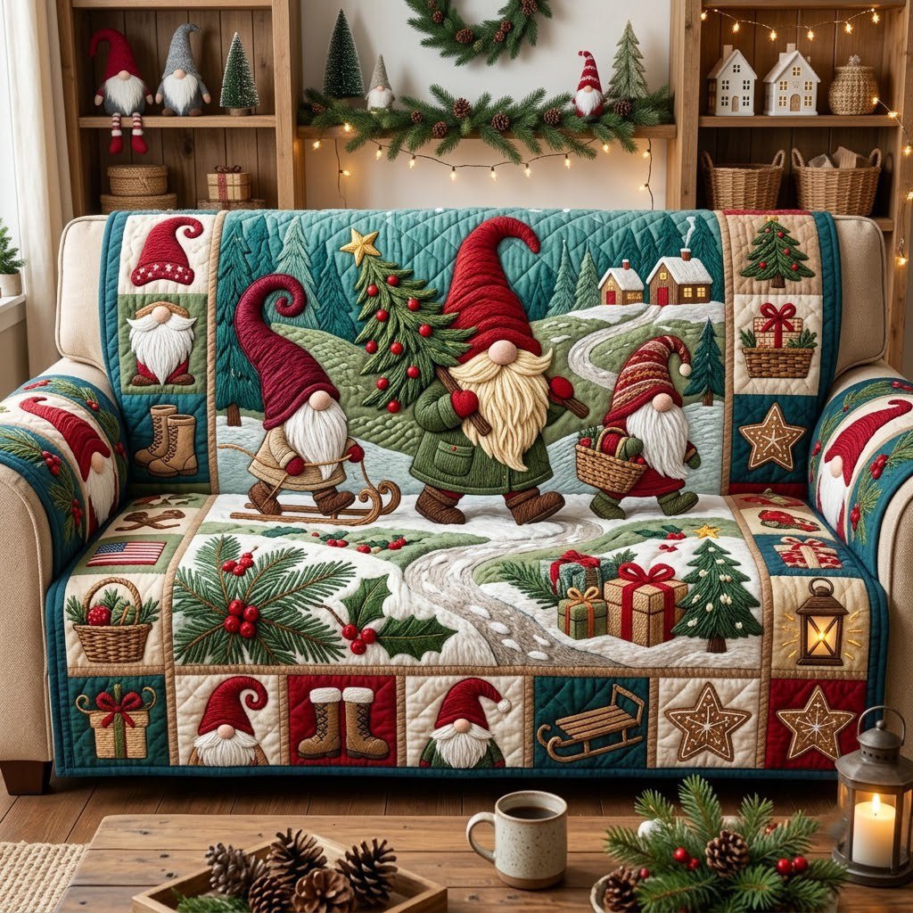 Christmas Gnome Sofa Cover