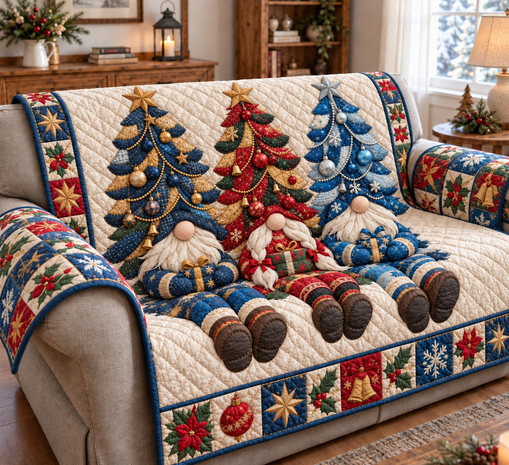 Christmas Gnomes Celebration Sofa Cover