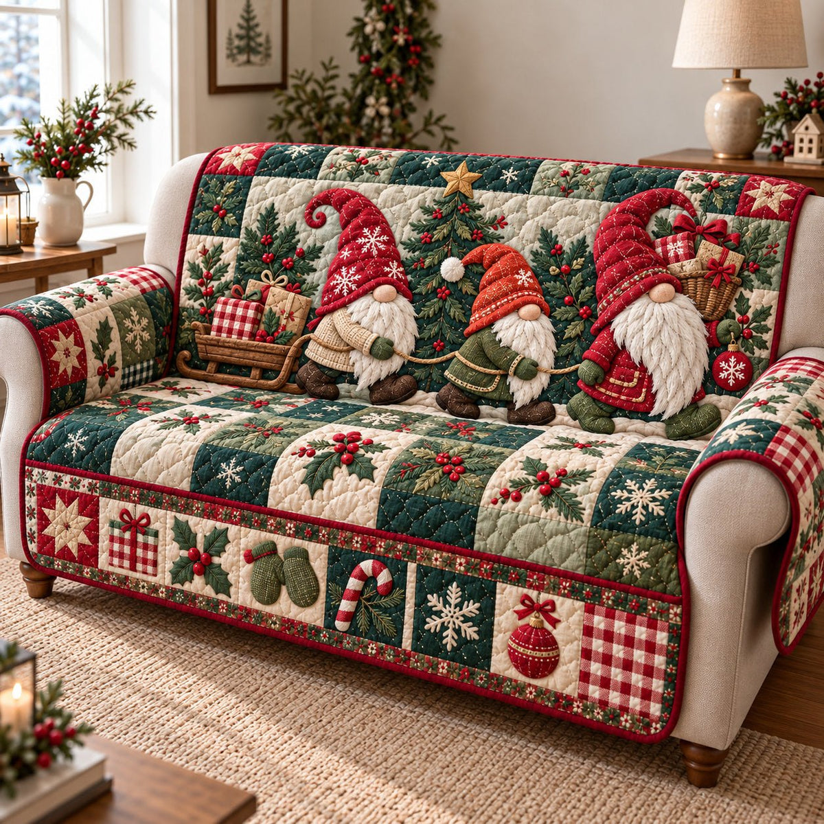 Christmas Gnomes Wonder Sofa Cover