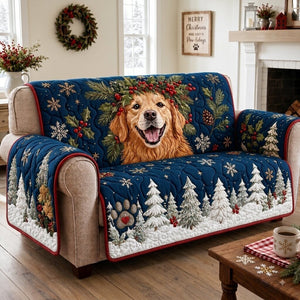 Christmas Golden Retriever Wishes Sofa Cover - Made to Order