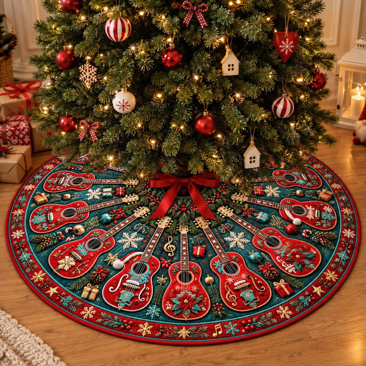 Christmas Guitar Celebration Christmas Tree Skirt