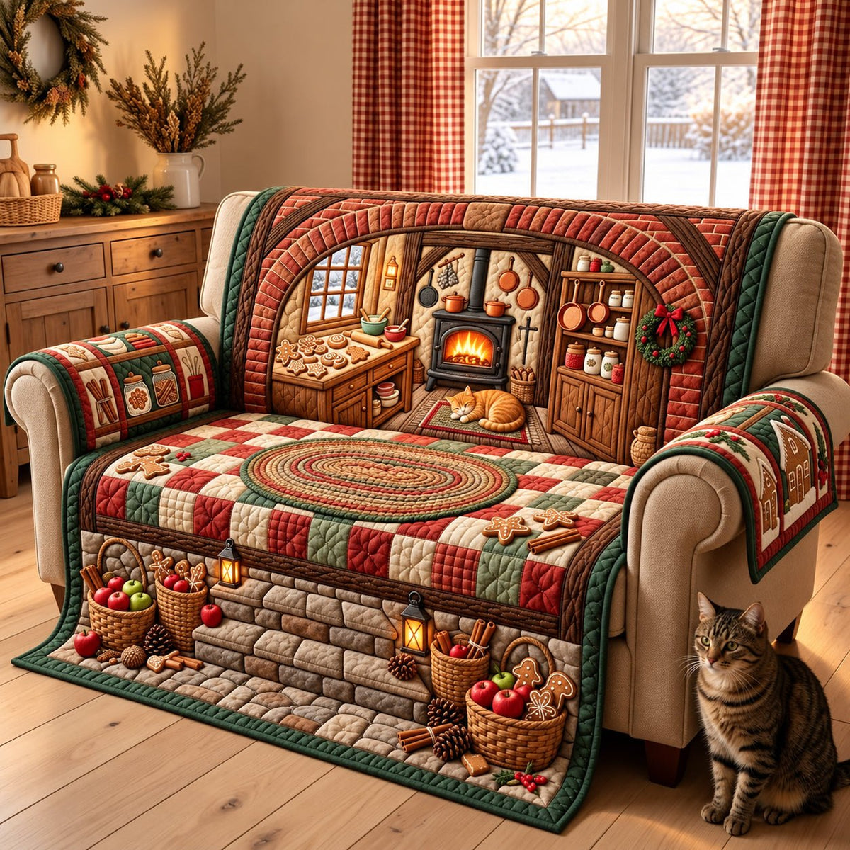 Christmas Kitchen Story Sofa Cover