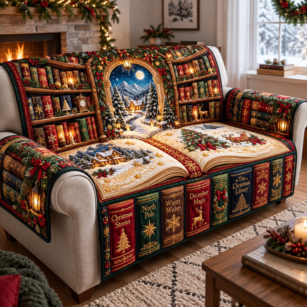 Christmas Library Magic Sofa Cover