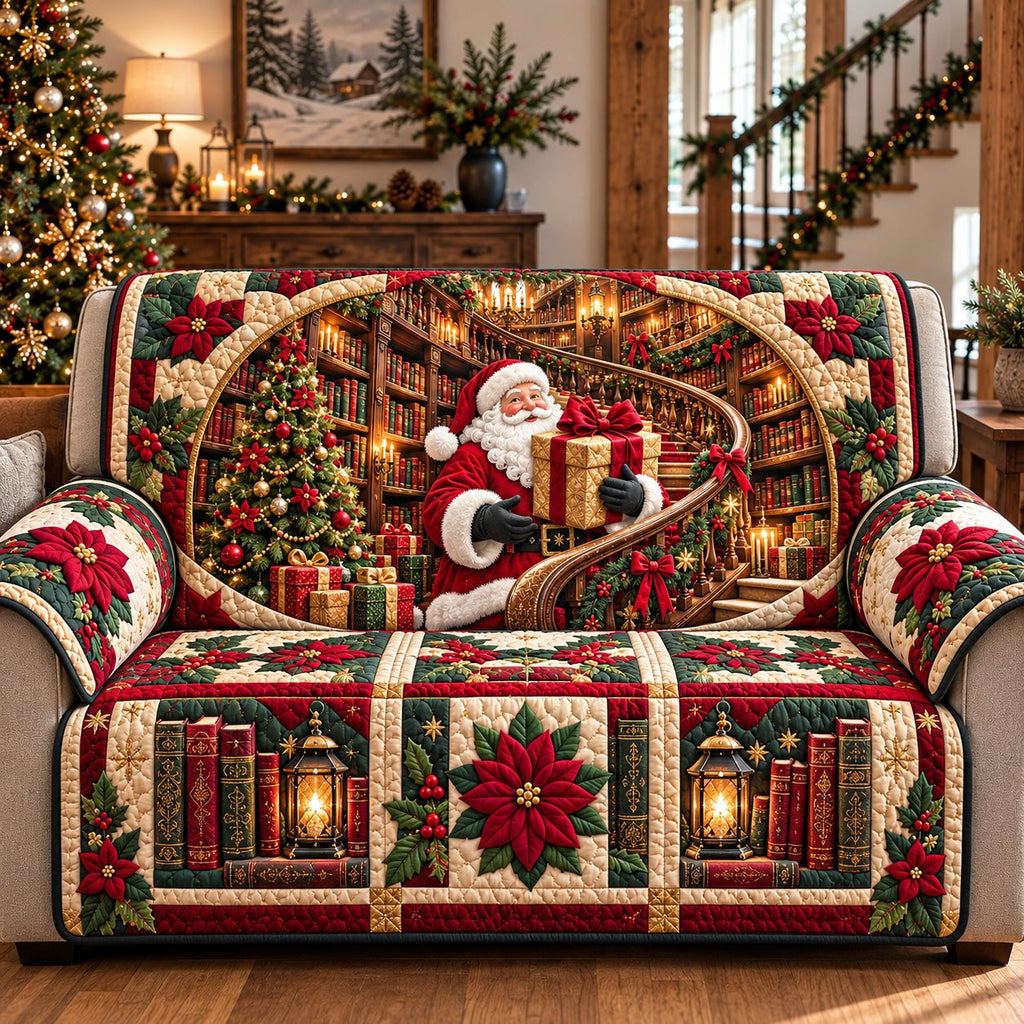 Christmas Library Santa Sofa Cover