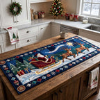 Santa Sleigh and Reindeer at Night Table Runner