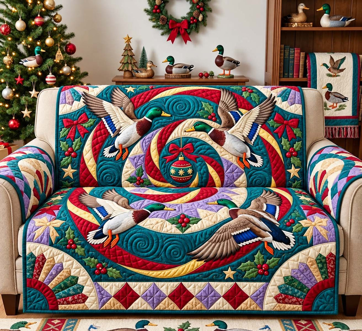 Christmas Mallard Swirl Sofa Cover
