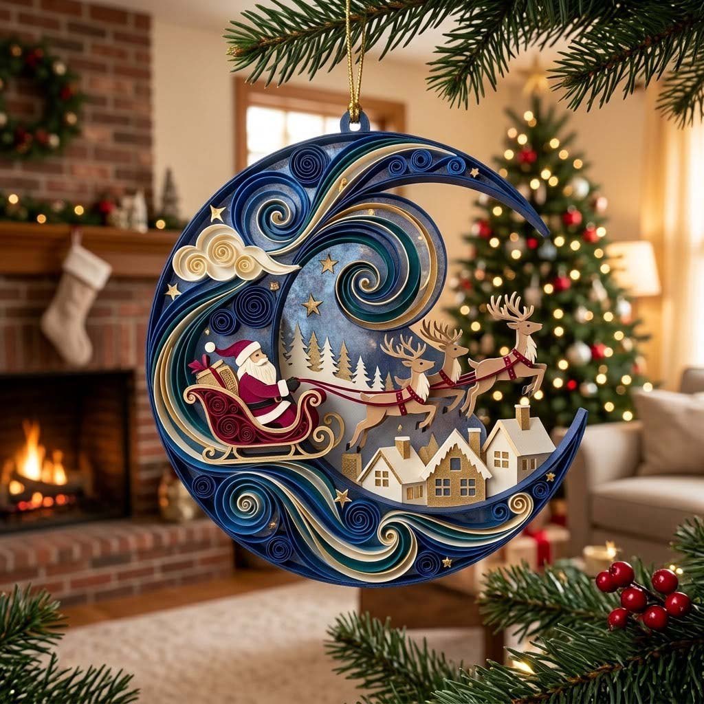 Christmas Night Swirl Christmas Ornament
