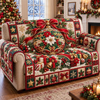 Big Bow Christmas Ornament Sofa Cover