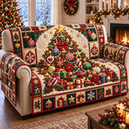 Tree And Gifts Christmas Ornament Sofa Cover
