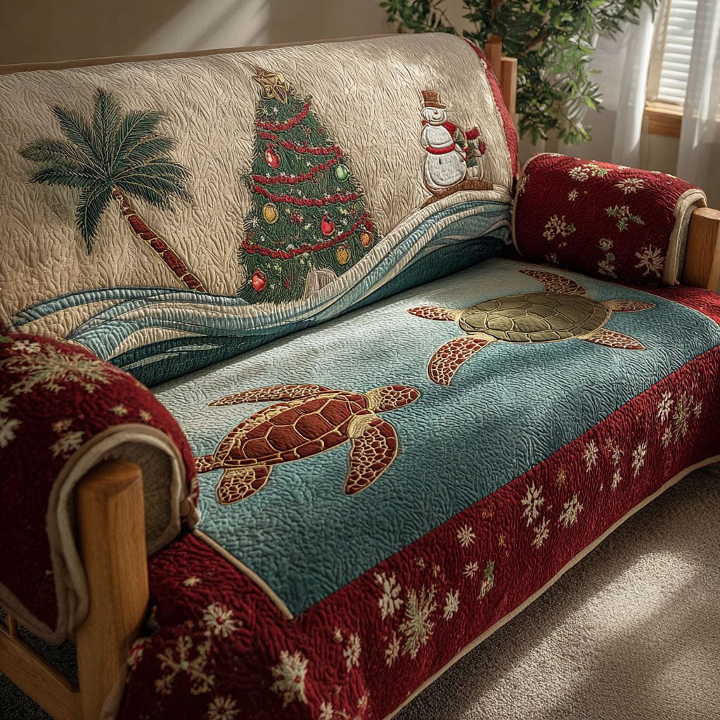 Christmas Palm Turtle Sofa Cover