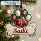Christmas Paw and Bone Name Christmas Ornament