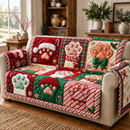 Candy Cane Christmas Paw Sofa Cover