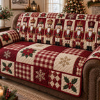 Christmas Plaid Treasures Sofa Cover