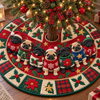 Christmas Pug Joy Christmas Tree Skirt