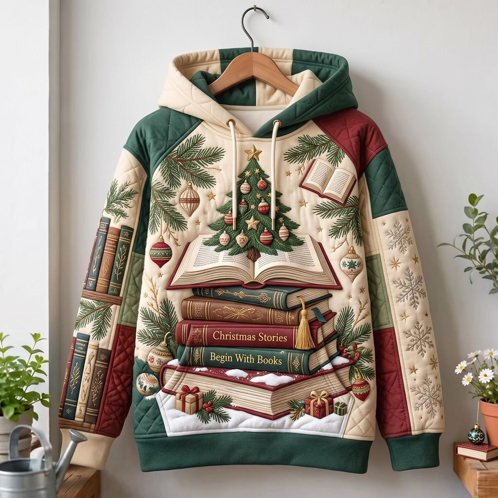 Christmas Reader hoodie, all-over print