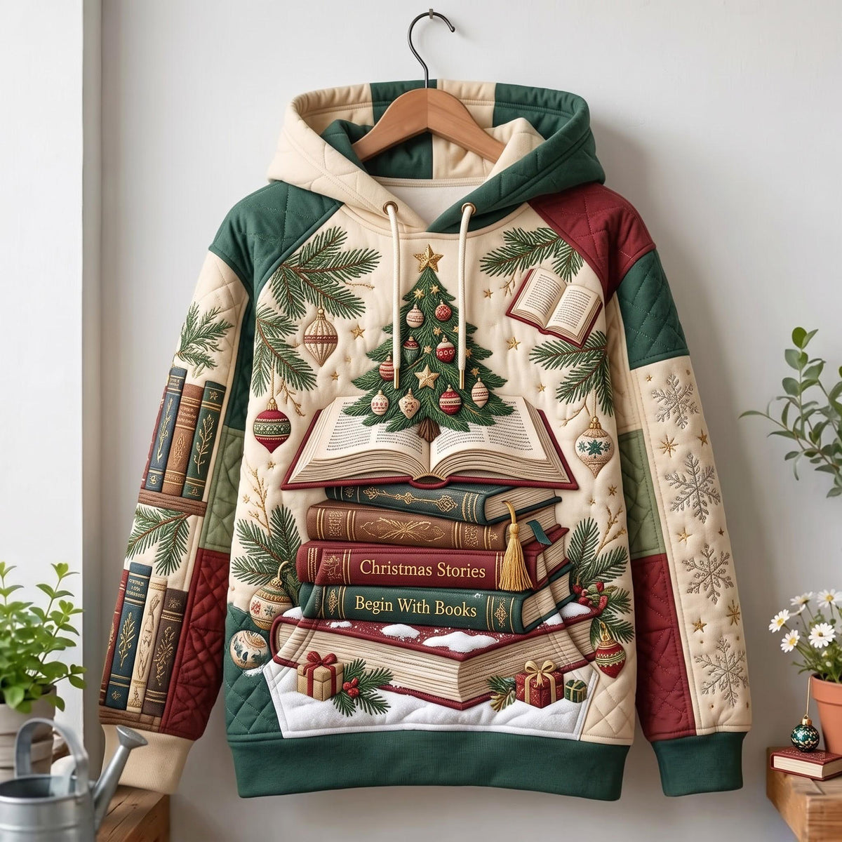 Christmas Reader hoodie, all-over print
