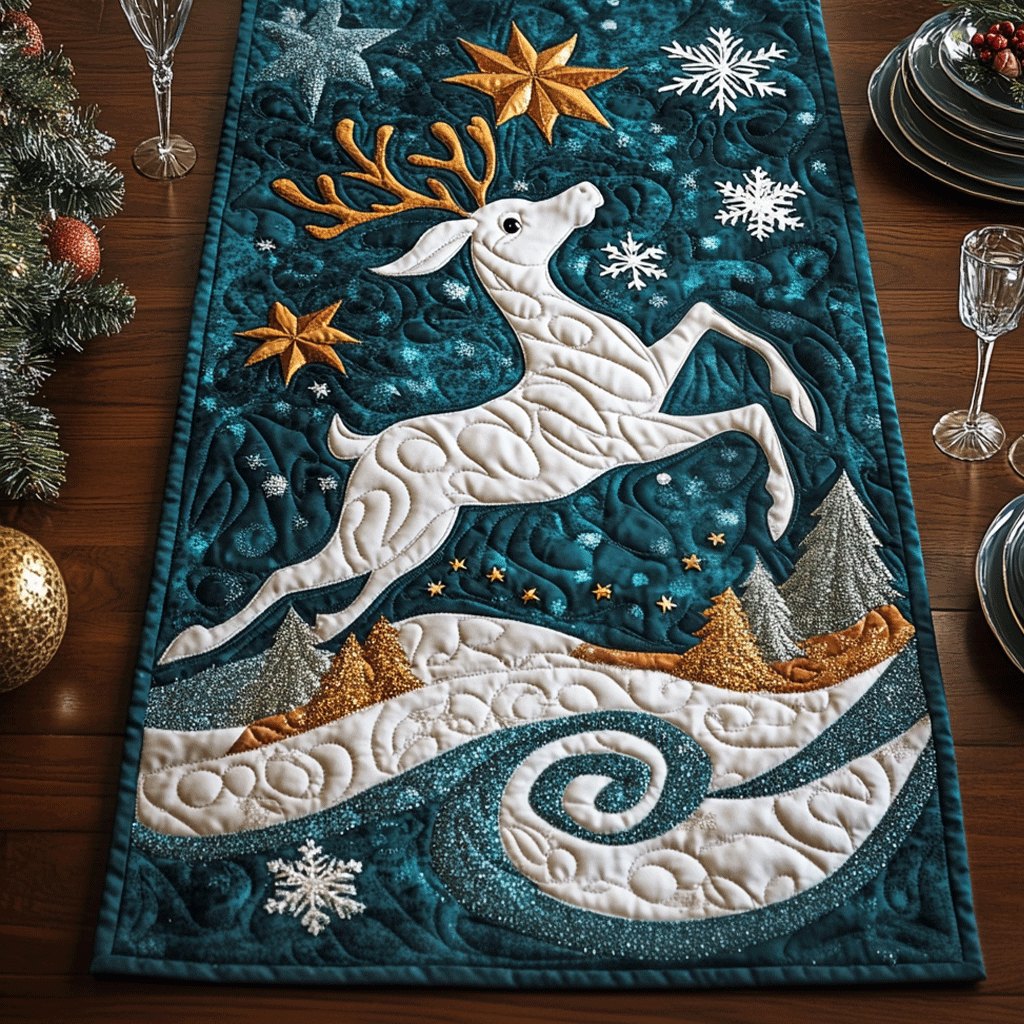 Christmas Reindeer Charm Table Runner