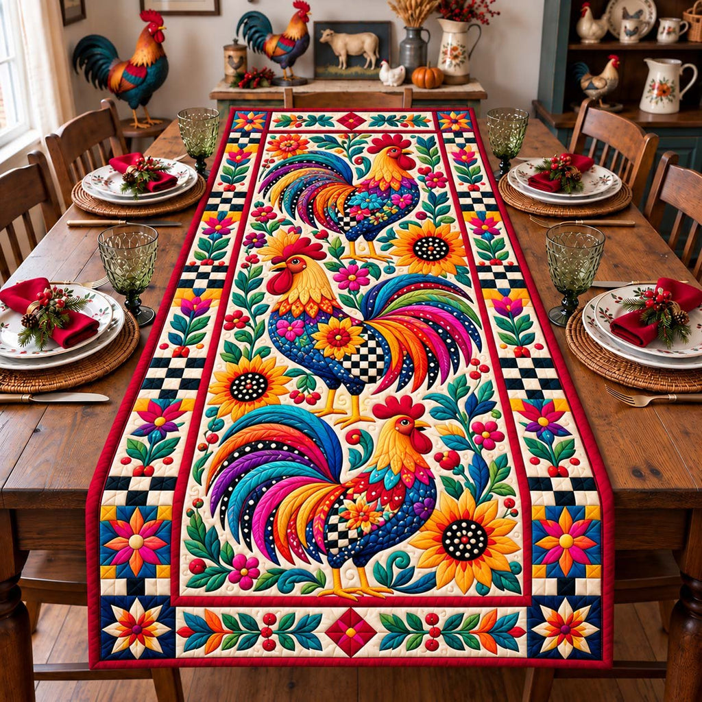 Christmas Rooster Garden Table Runner