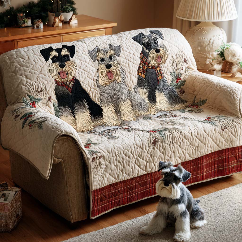 Christmas Schnauzer Sofa Cover
