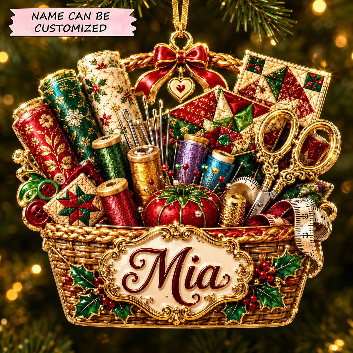 Christmas Sewing Basket Christmas Ornament