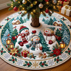 Snowman Trio Lanterns Christmas Tree Skirt