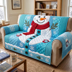 Snowman Scarf Blue Sofa Cover