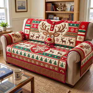 Reindeer Fair Isle Sofa Cover - Made to Order