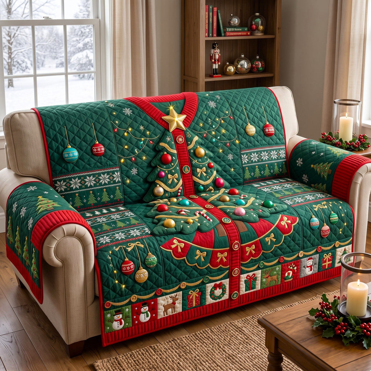 Christmas Tree Sweater Sofa Cover