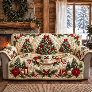 Cream Teacup Christmas Tree Sofa Cover - Made to Order