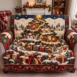 Christmas Tree Train Village Sofa Cover - Made to Order