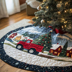 Red Truck in the Snowy Hills Christmas Tree Skirt