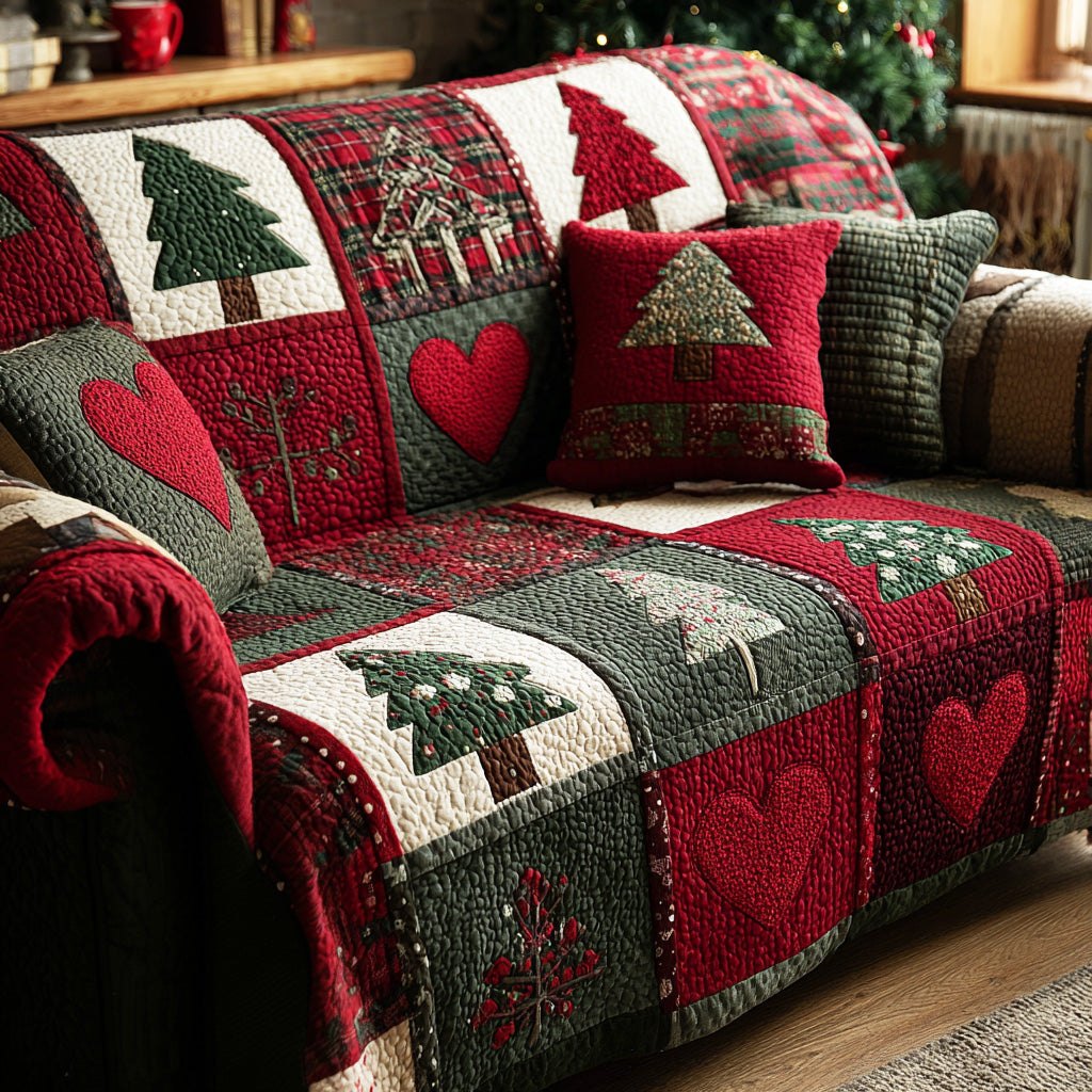 Christmas Twin Hearts Sofa Cover