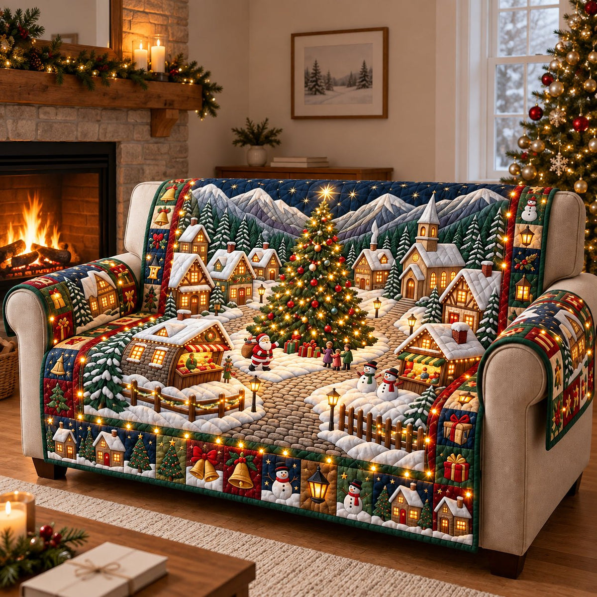 Christmas Village Festival Night Sofa Cover
