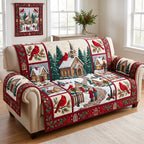 Cardinal Snowy Village Sofa Cover