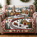 Clock Tower Train Village Sofa Cover