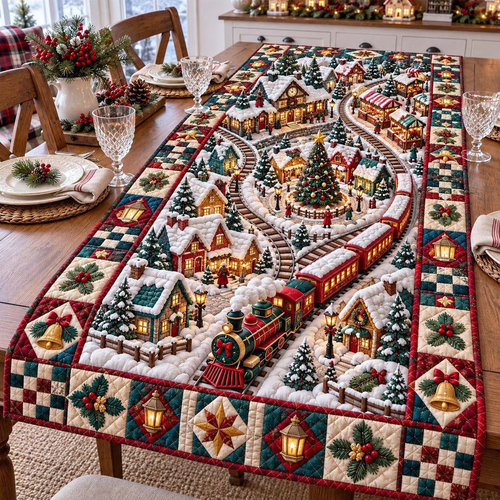 Christmas Village Railway Table Runner
