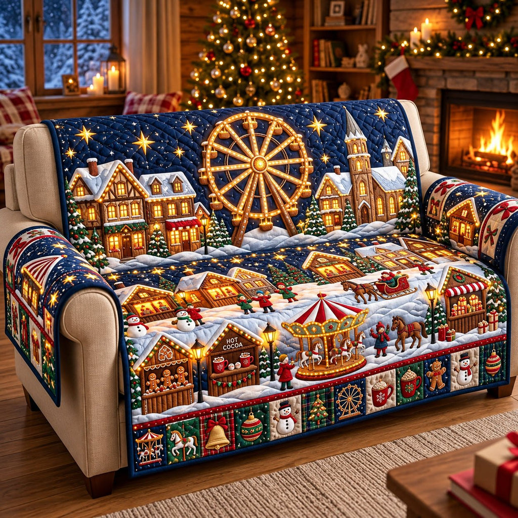 Christmas Village Winter Carnival Sofa Cover