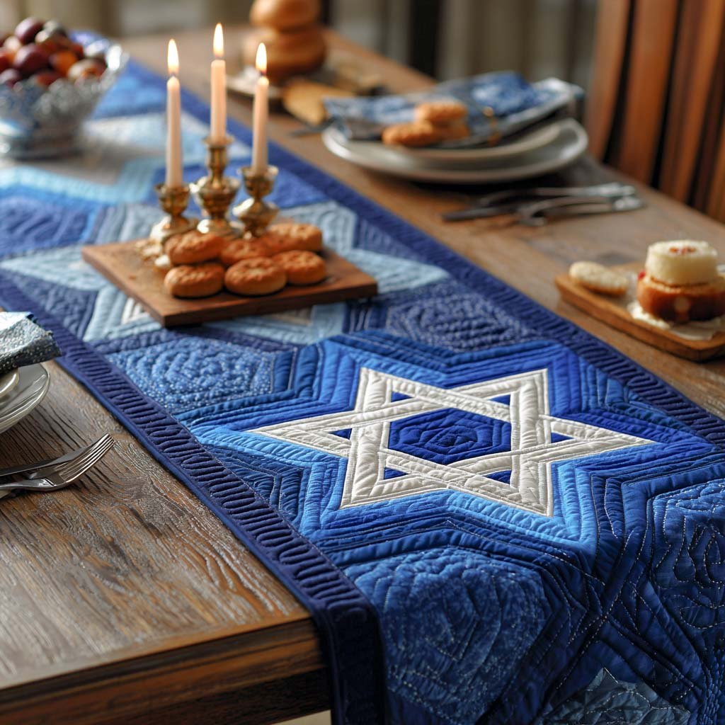 Classic Blue Star Table Runner