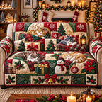 Classic Christmas Cat Sofa Cover