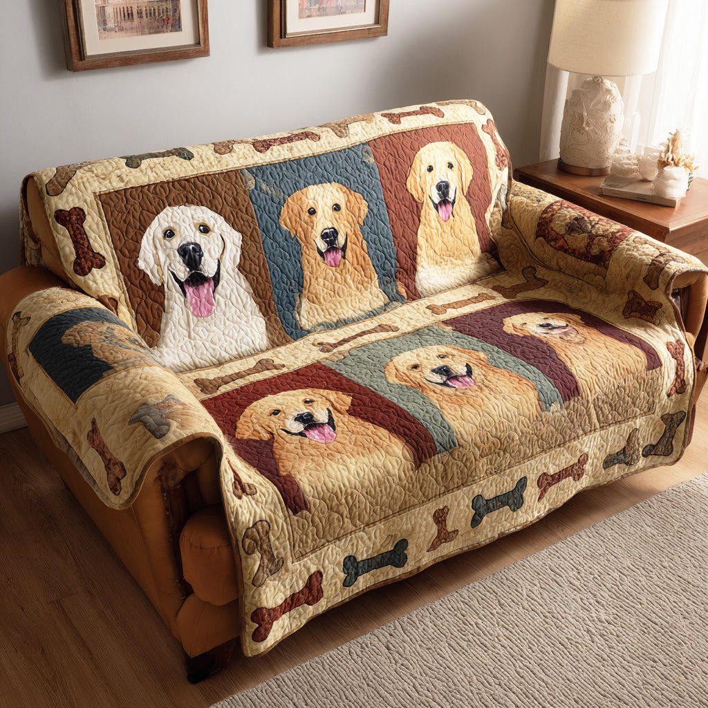 Classic Golden Sofa Cover