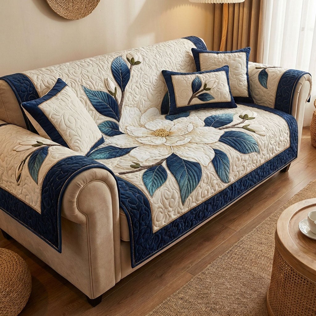 Classic Magnolia Blue Sofa Cover