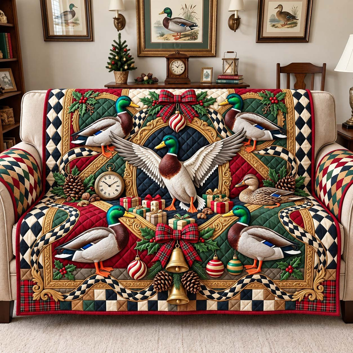 Classic Mallard Christmas Sofa Cover