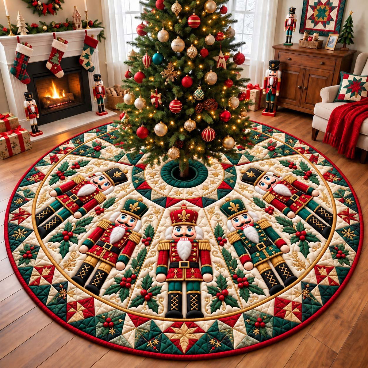 Classic Nutcracker Guards Christmas Tree Skirt