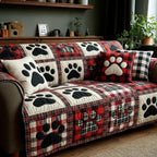 Classic Plaid Love Paw Sofa Cover