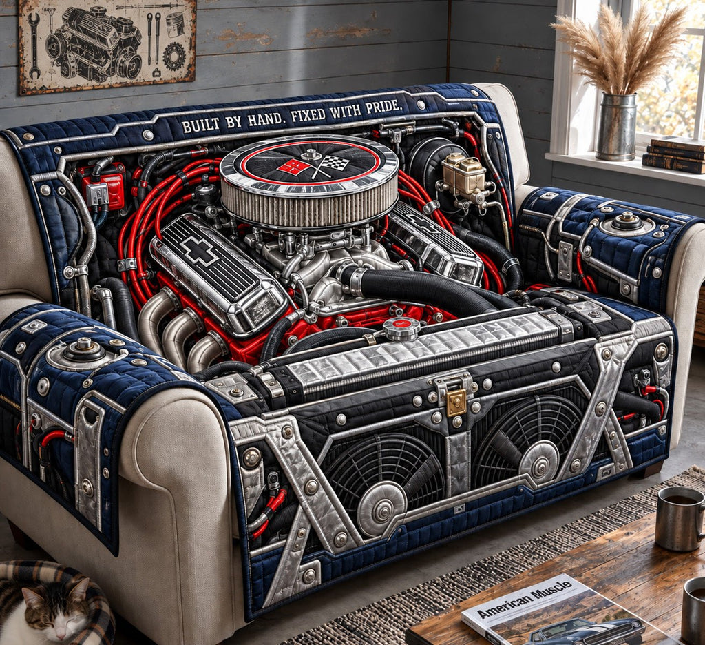 Classic V8 Engine Mechanic Sofa Cover