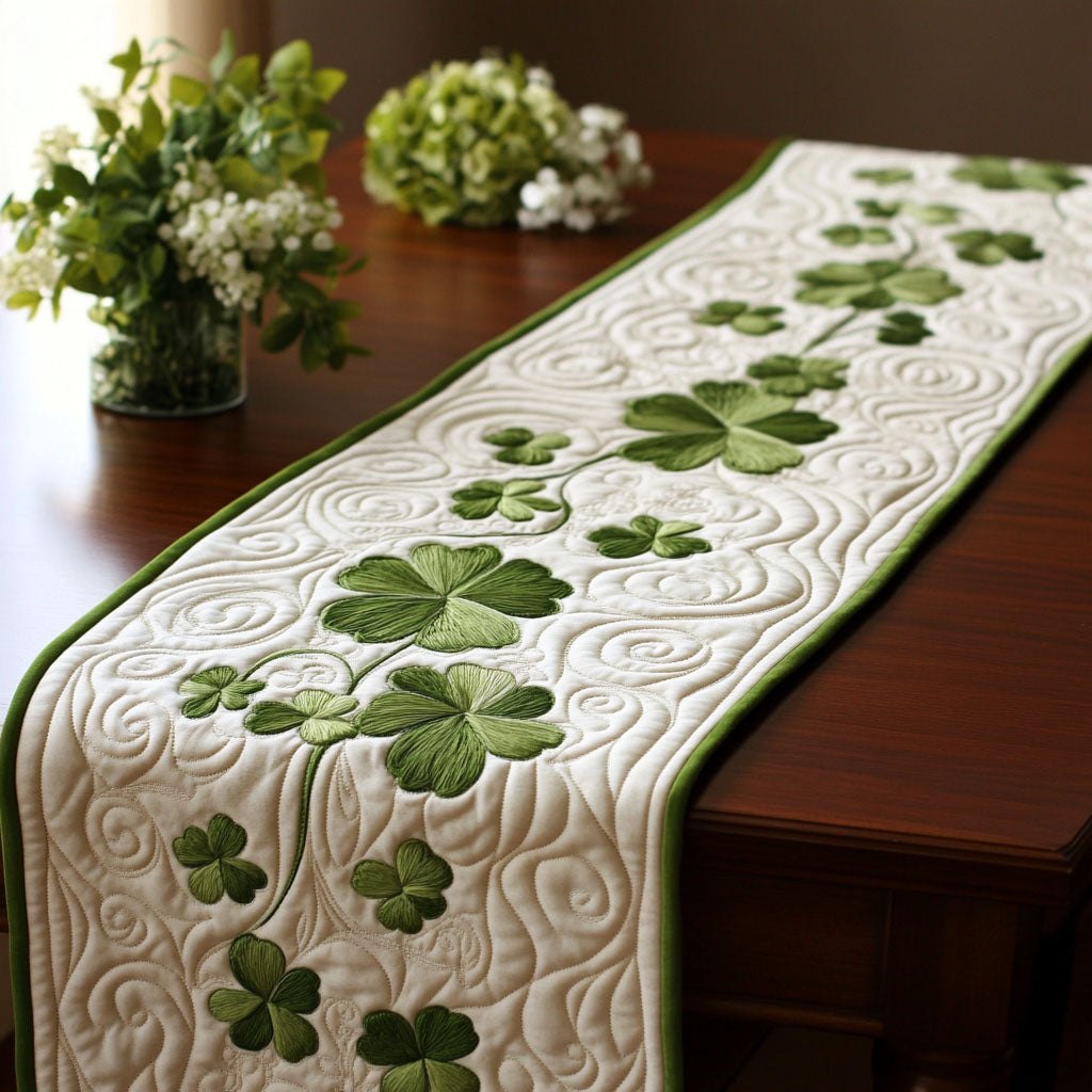 Pale Shamrocks on Cream Table Runner