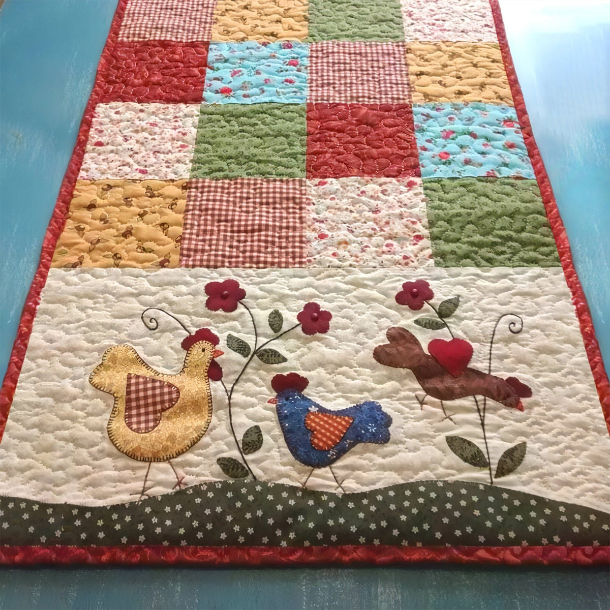 Clucking Floral Table Runner
