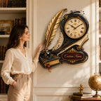 Custom Name Book and Quill Wall Clock — personalized with a custom name