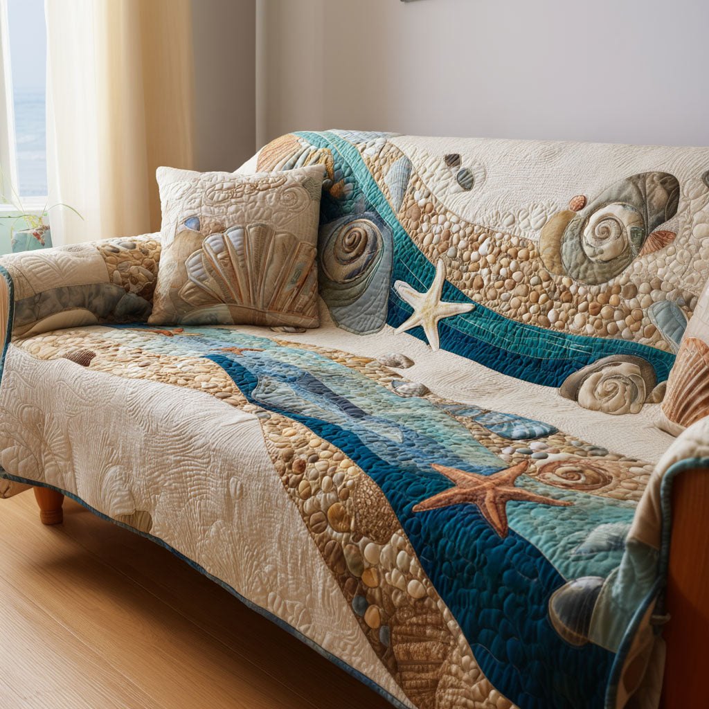 Starfish Along the Sandy Blue Stream Sofa Cover