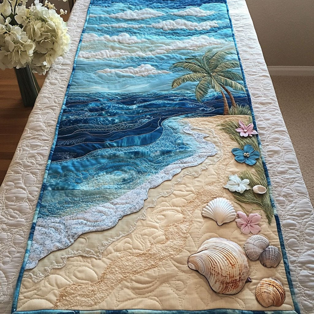 Shoreline with Shells and a Palm Table Runner